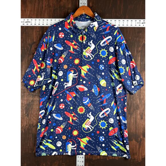 Proud 90 The Lightyear Golf Polo Shirt Space Themed Mens 2XL Activewear Stretchy - Picture 1 of 5